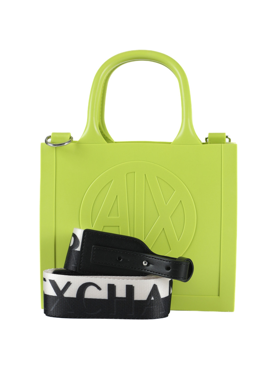 VERDE | Mini borsa shopping in pvc con logo impresso