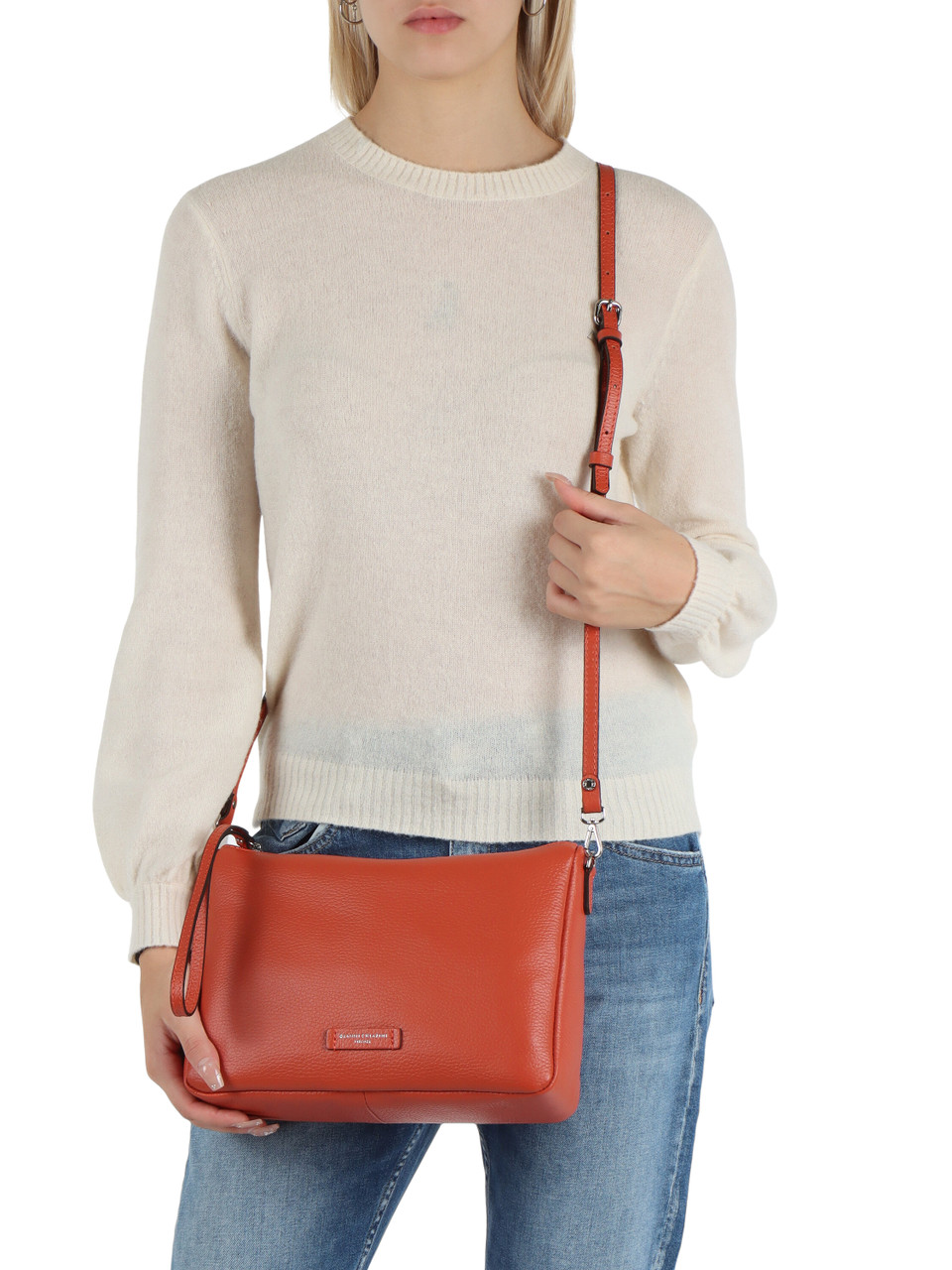 RUGGINE | Maxi pochette in pelle martellata NORA POUCH