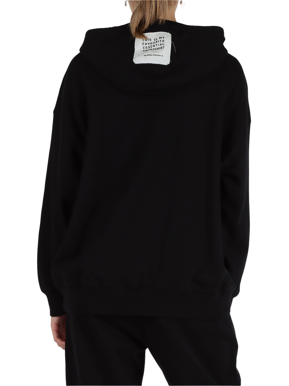 NERO | Felpa in cotone garzato con cappuccio e zip