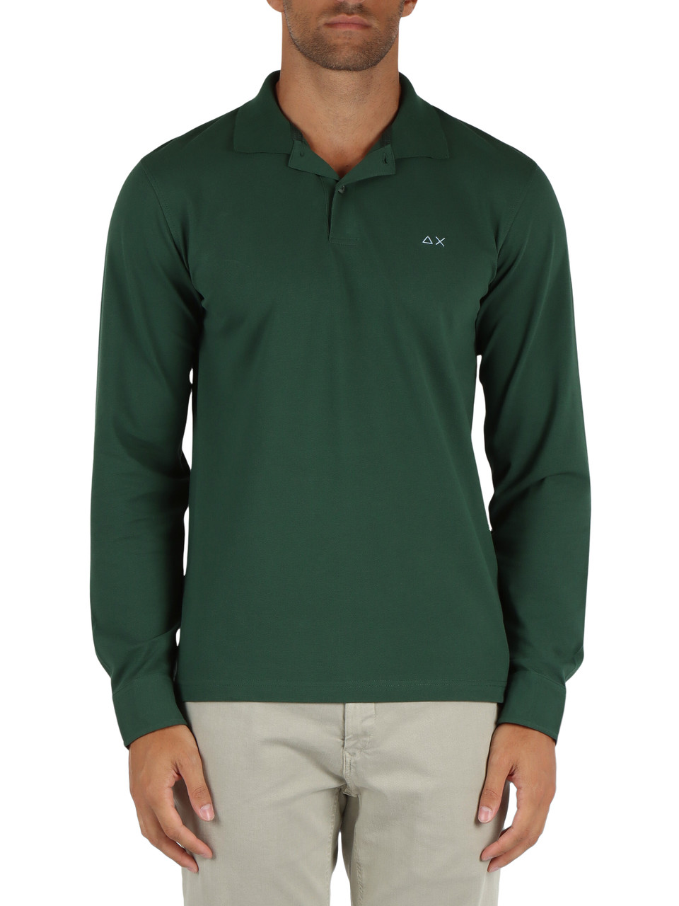 VERDE | Polo in cotone piquet con toppe ai gomiti