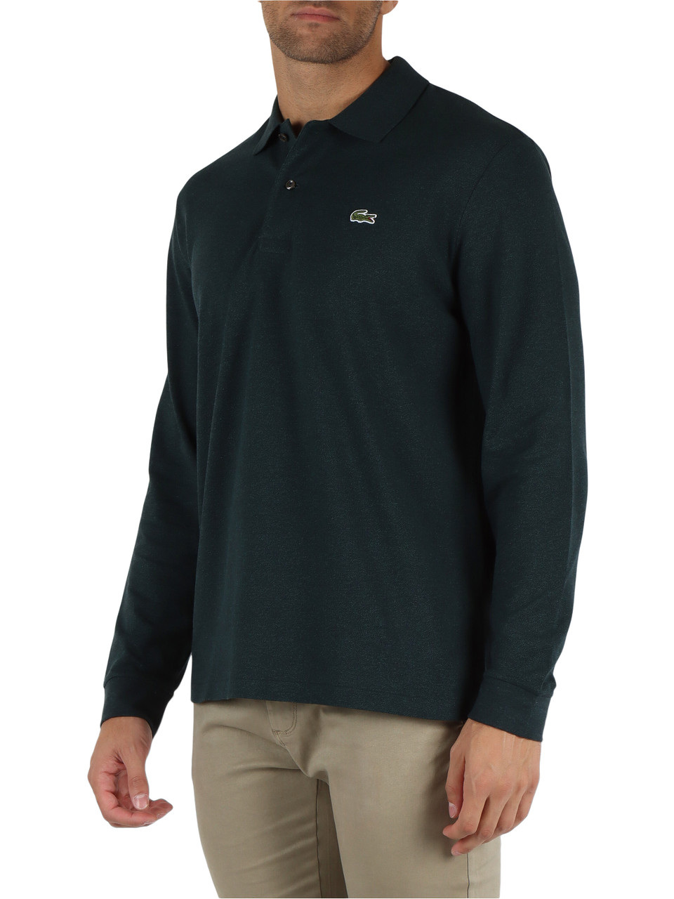 VERDE SCURO | Polo manica lunga Classic Fit in cotone piquet