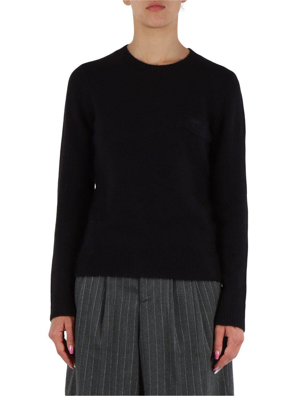 NERO | Maglia girocollo in misto lana e alpaca