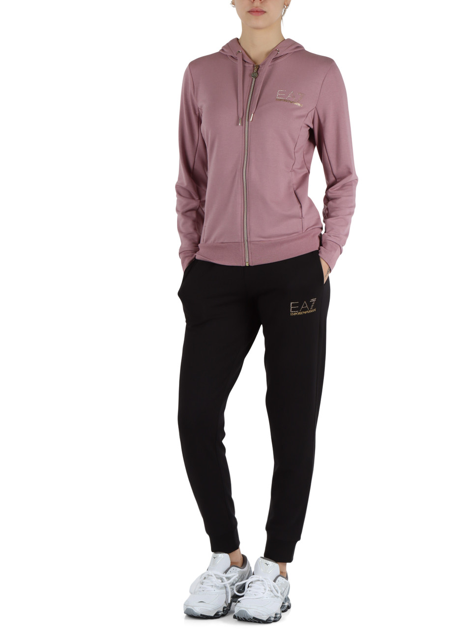 ROSA | La tuta in misto viscosa comprende felpa con zip e pantalone