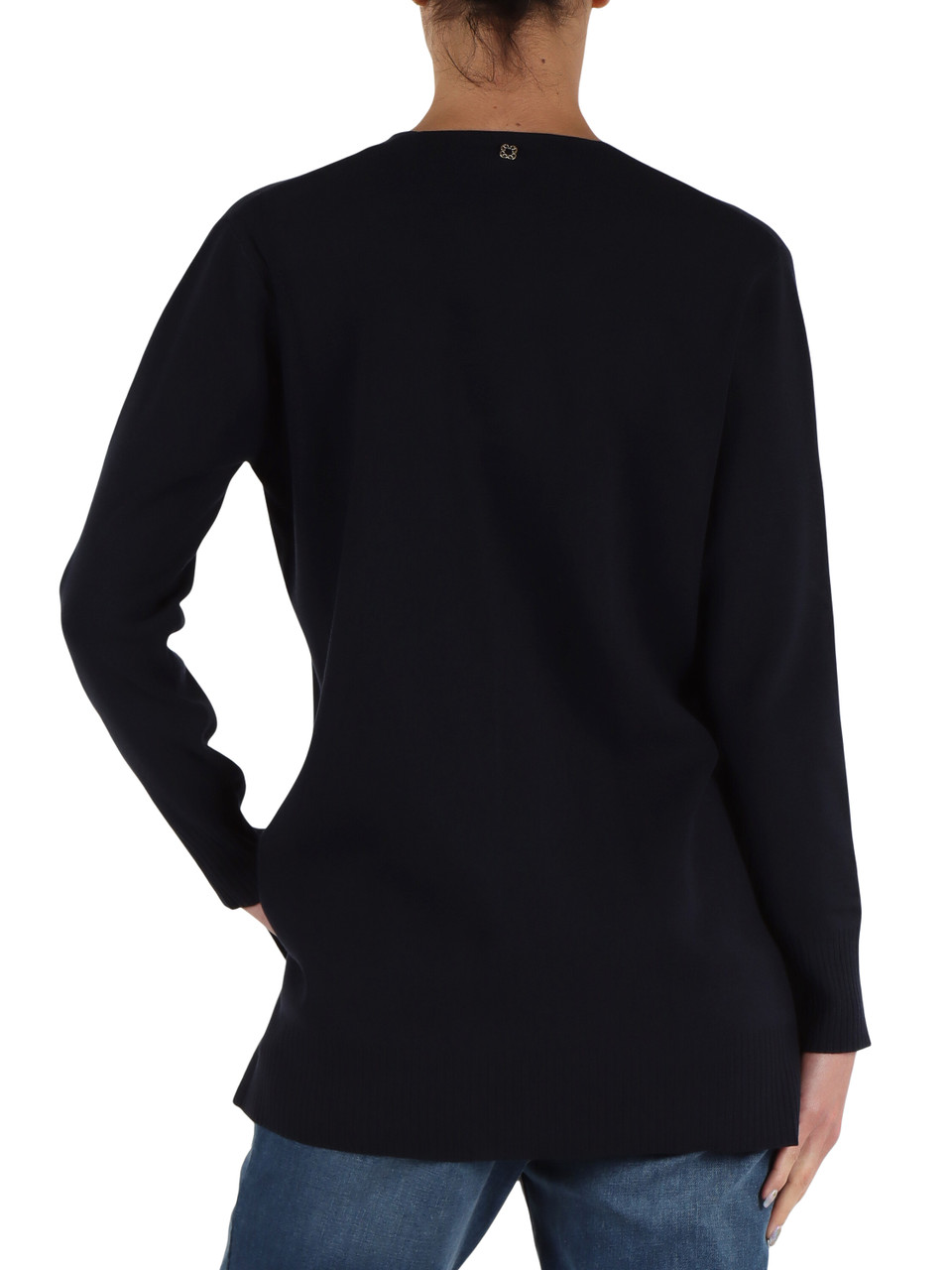 BLU SCURO | Maglia in misto viscosa con collo rimovibile