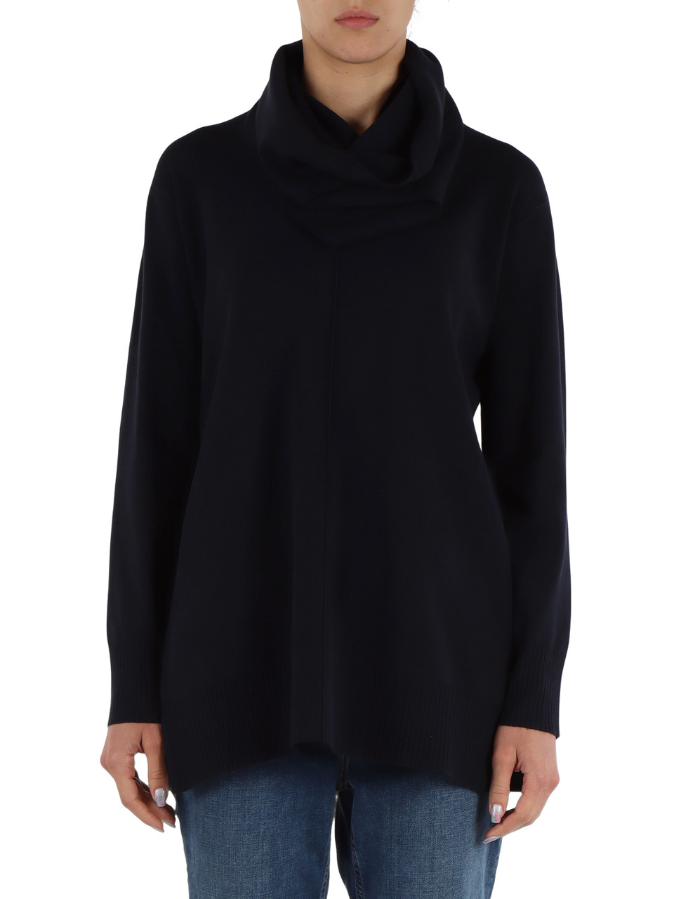 BLU SCURO | Maglia in misto viscosa con collo rimovibile