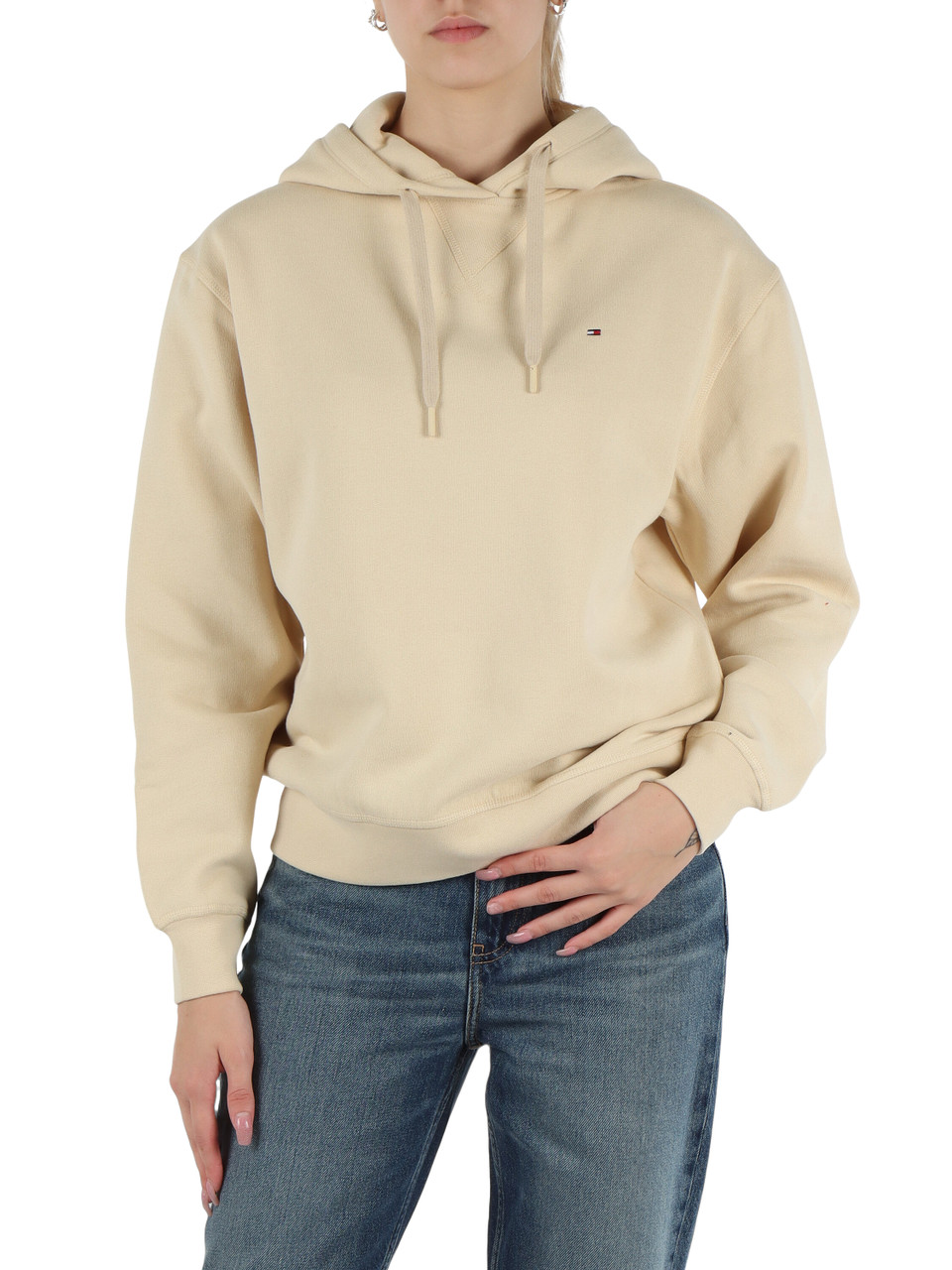 BEIGE | Felpa in misto cotone con cappuccio e ricamo logo