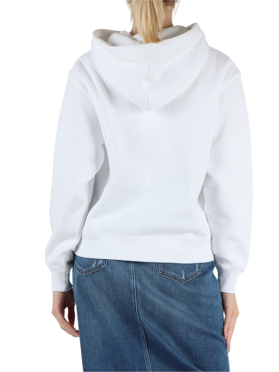 BIANCO | Felpa in misto cotone con cappuccio e ricamo logo
