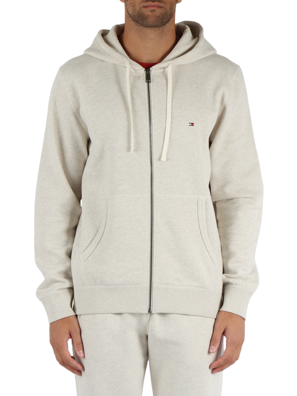 GRIGIO CHIARO | Felpa in misto cotone con zip e cappuccio