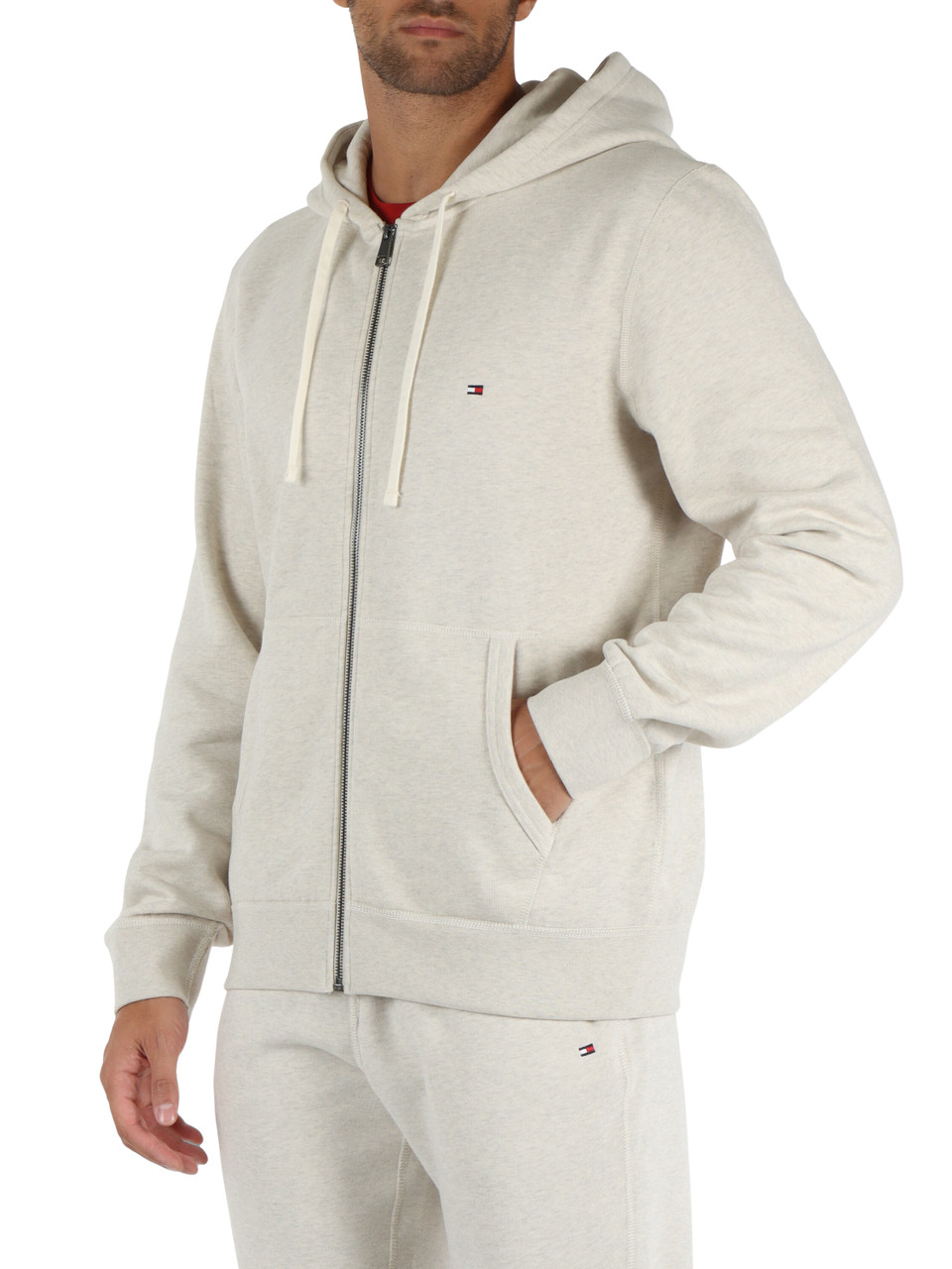 GRIGIO CHIARO | Felpa in misto cotone con zip e cappuccio