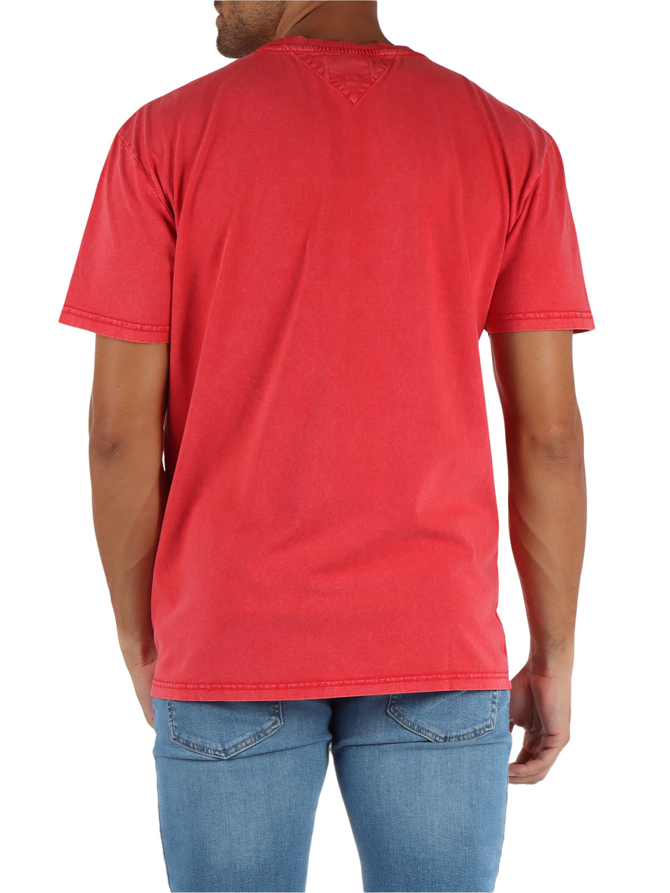 ROSSO | T-shirt in cotone effetto slavato con stampa logo frontale