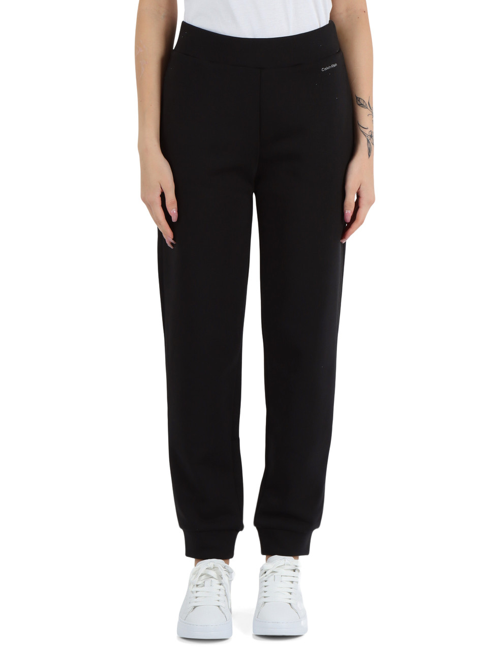 NERO | Pantalone sportivo in cotone con scritta logo a rilievo