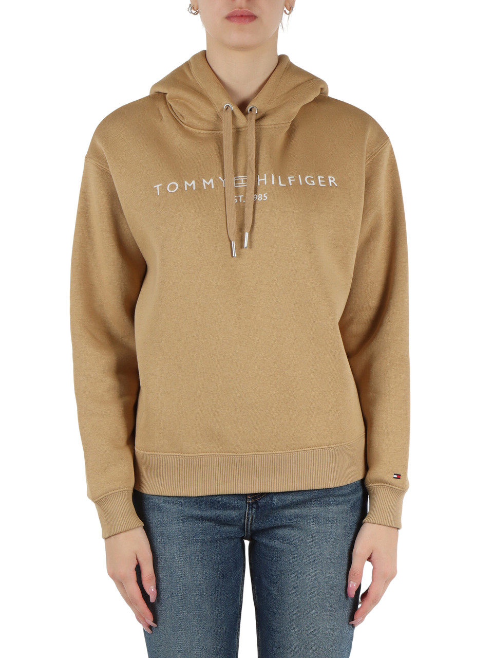CAMMELLO | Felpa in misto cotone con cappuccio e ricamo logo