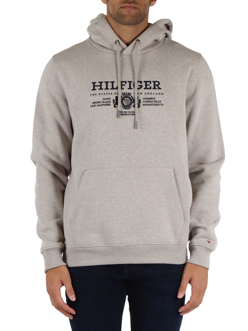 GRIGIO | Felpa in cotone con cappuccio e ricamo logo