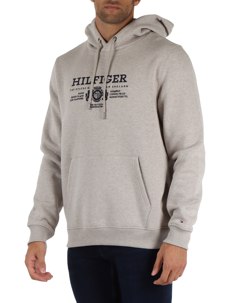GRIGIO | Felpa in cotone con cappuccio e ricamo logo