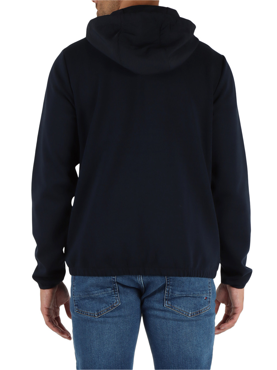 BLU SCURO | Felpa con cappuccio in cotone e tessuto tecnico