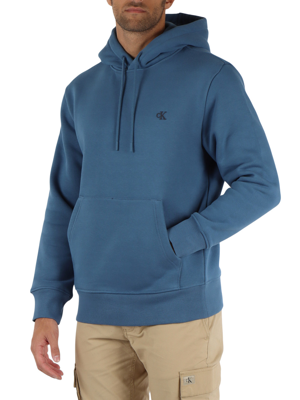 BLU | Felpa in misto cotone con cappuccio e ricamo logo