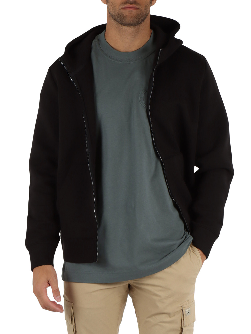 NERO | Felpa in misto cotone con cappuccio e zip