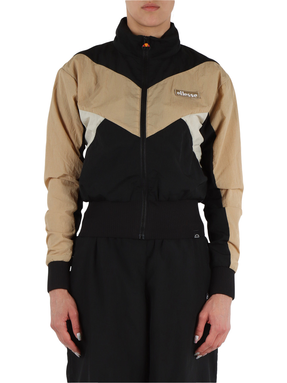 NERO | Felpa color block con zip in tessuto tecnico