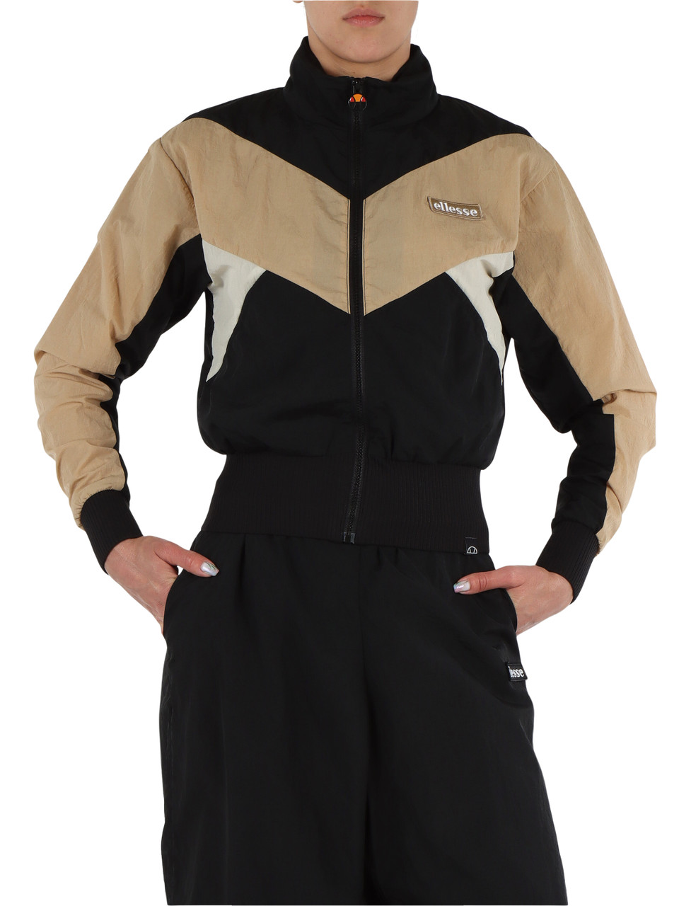 NERO | Felpa color block con zip in tessuto tecnico