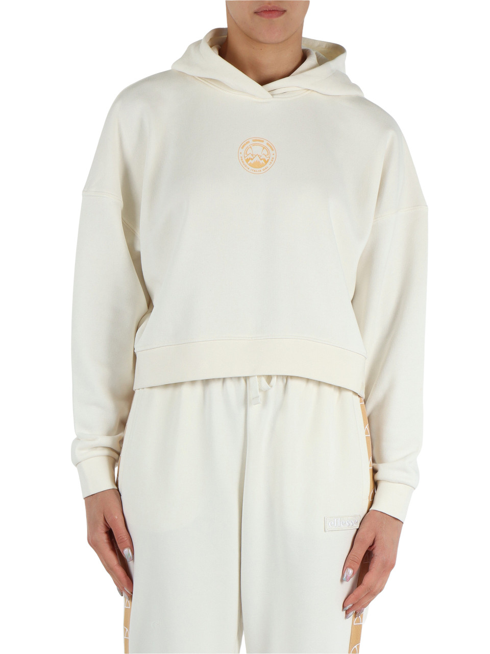 PANNA | Felpa cropped con cappuccio e stampa frontale