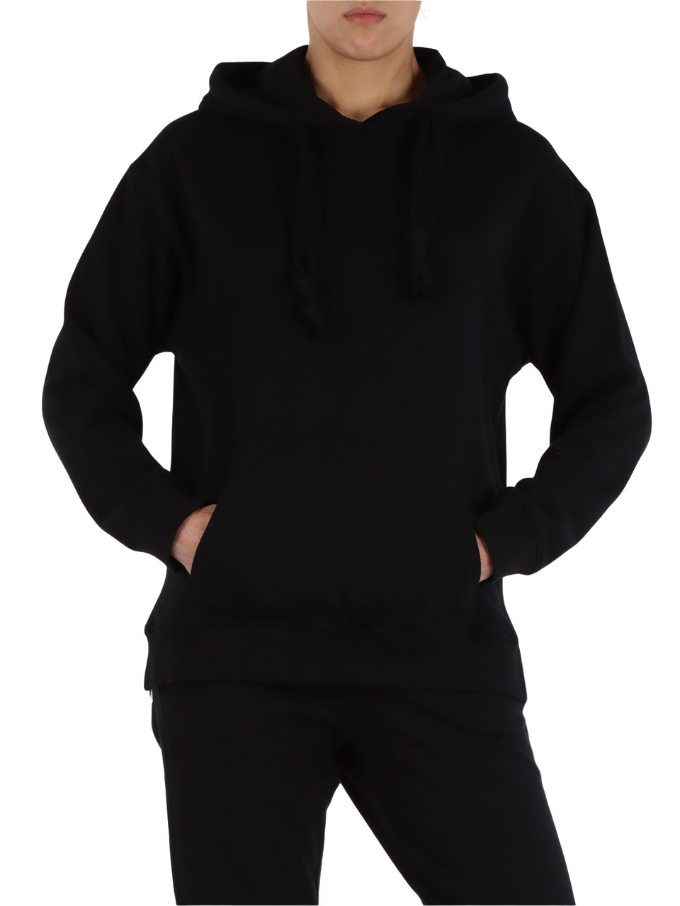 NERO | Felpa in cotone garzato con cappuccio