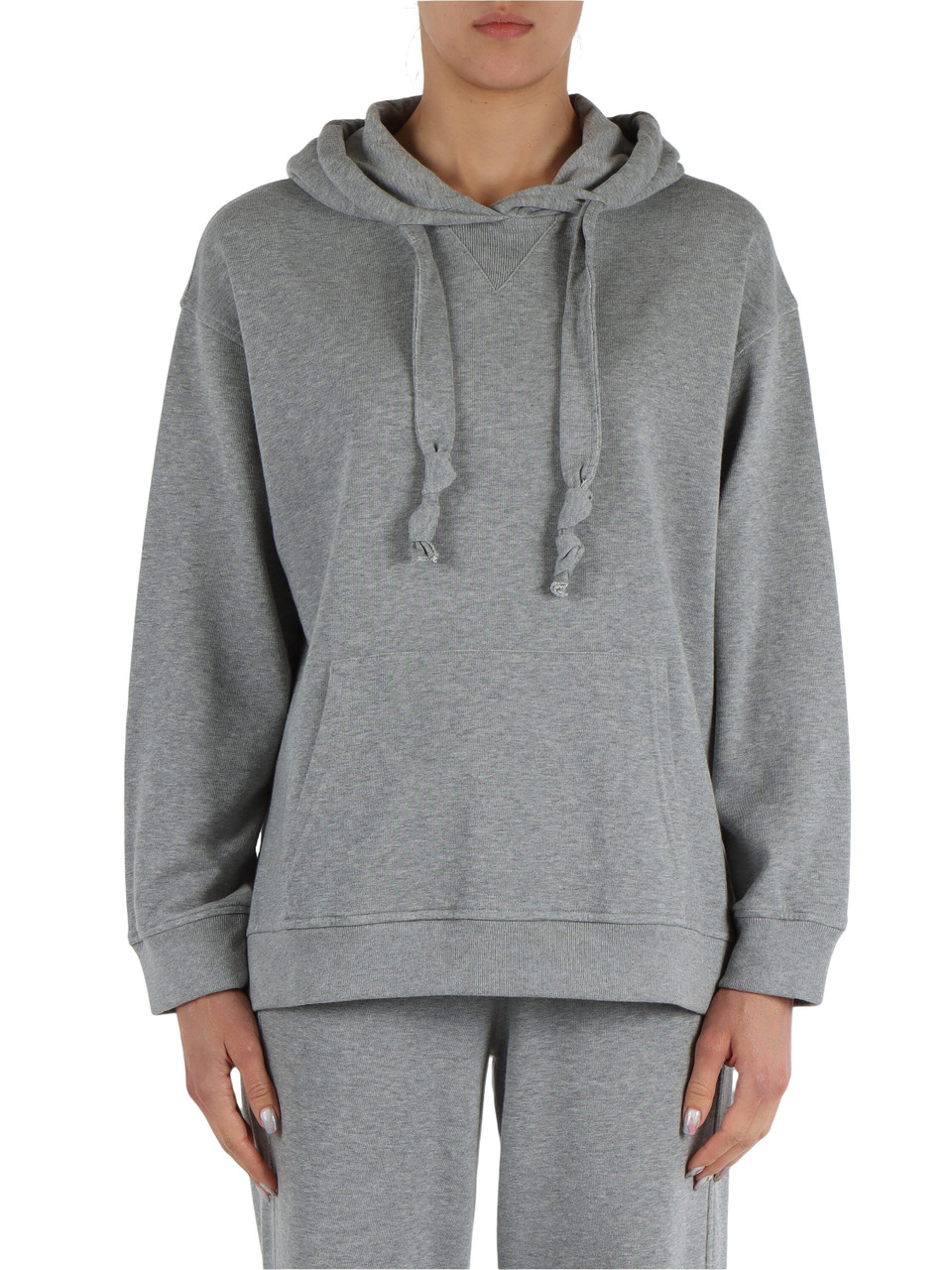 GRIGIO | Felpa in cotone garzato con cappuccio