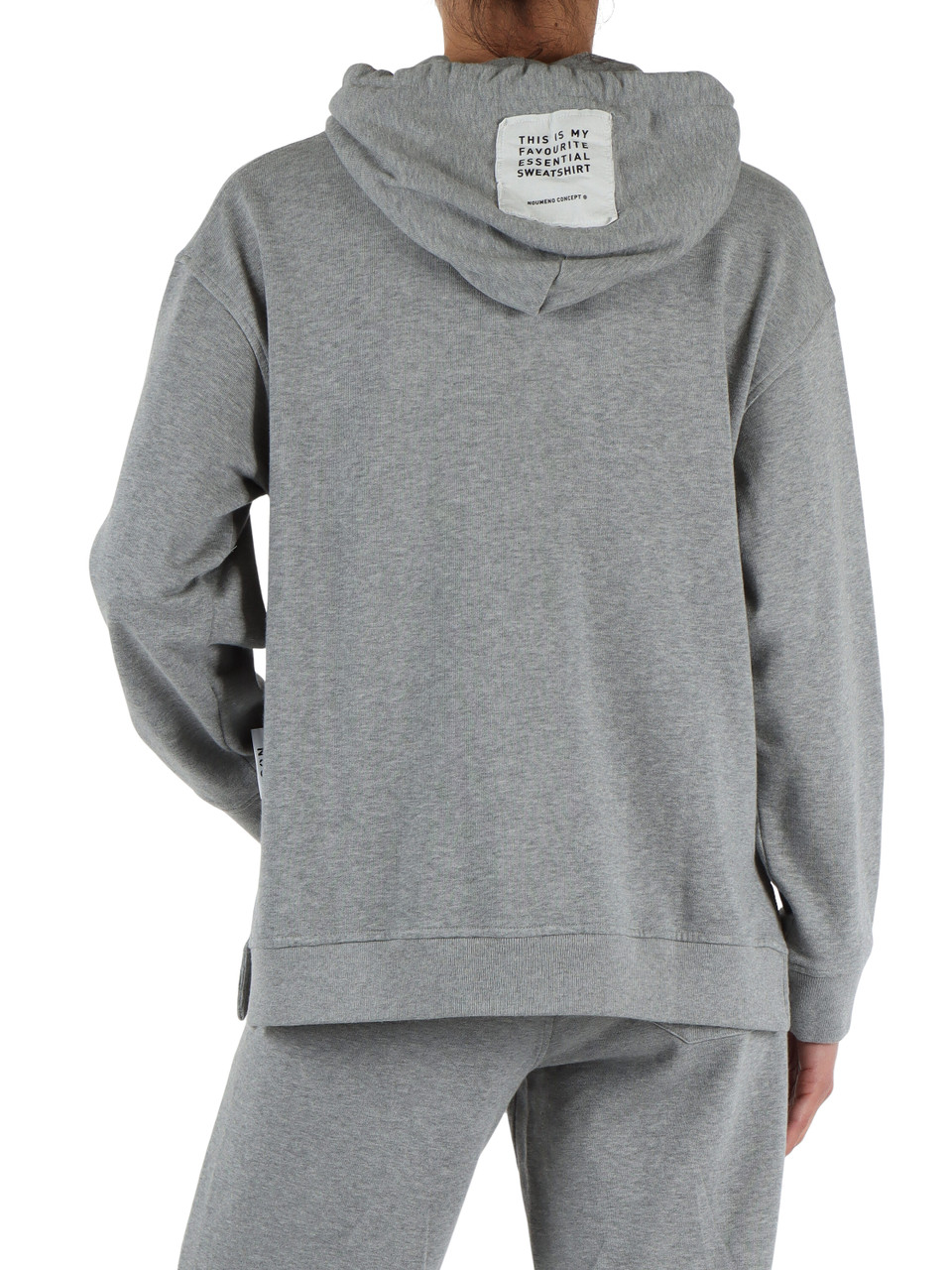 GRIGIO | Felpa in cotone garzato con cappuccio