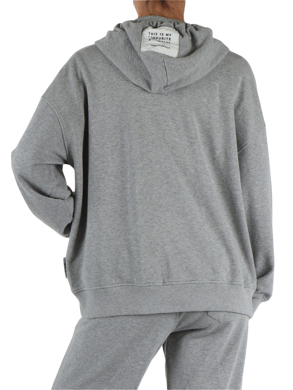 GRIGIO | Felpa in cotone garzato con cappuccio e zip