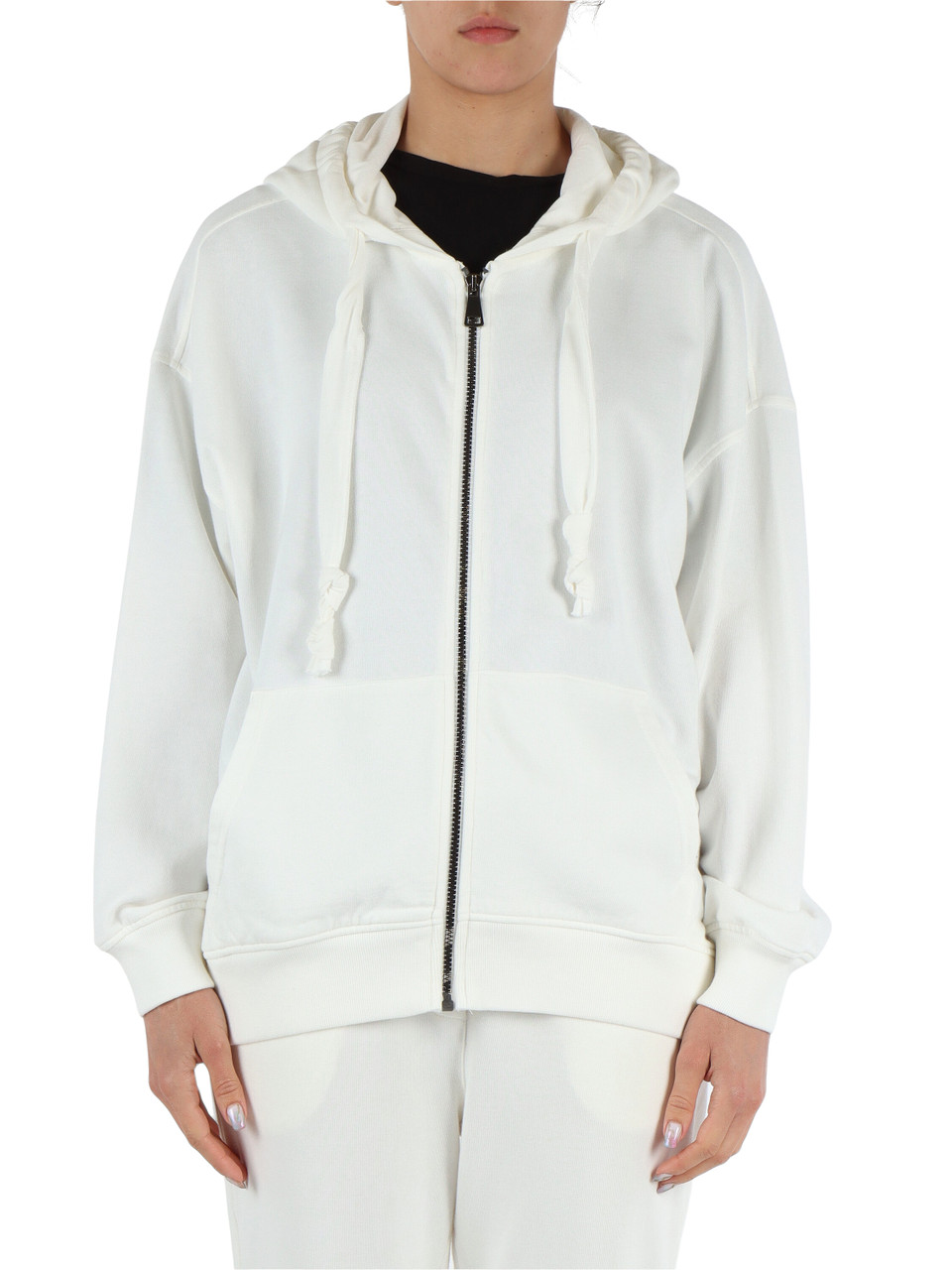 PANNA | Felpa in cotone garzato con cappuccio e zip