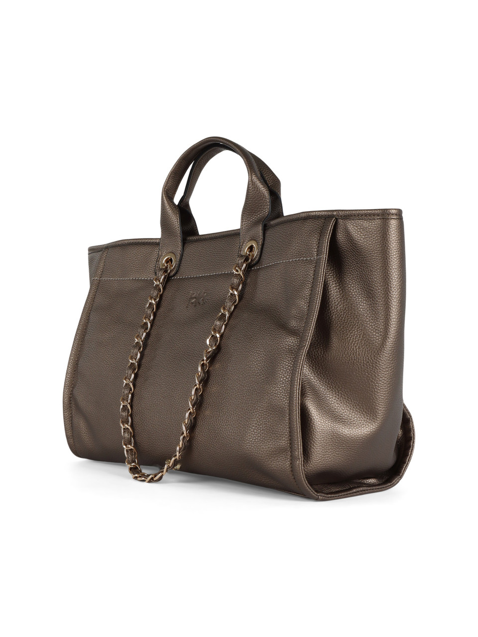 BRONZO | Borsa a mano effetto martellato con logo impresso
