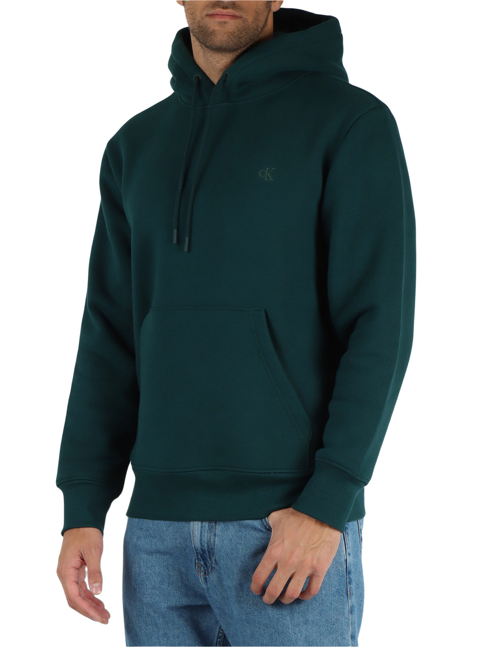 VERDE SCURO | Felpa in misto cotone con cappuccio e ricamo logo