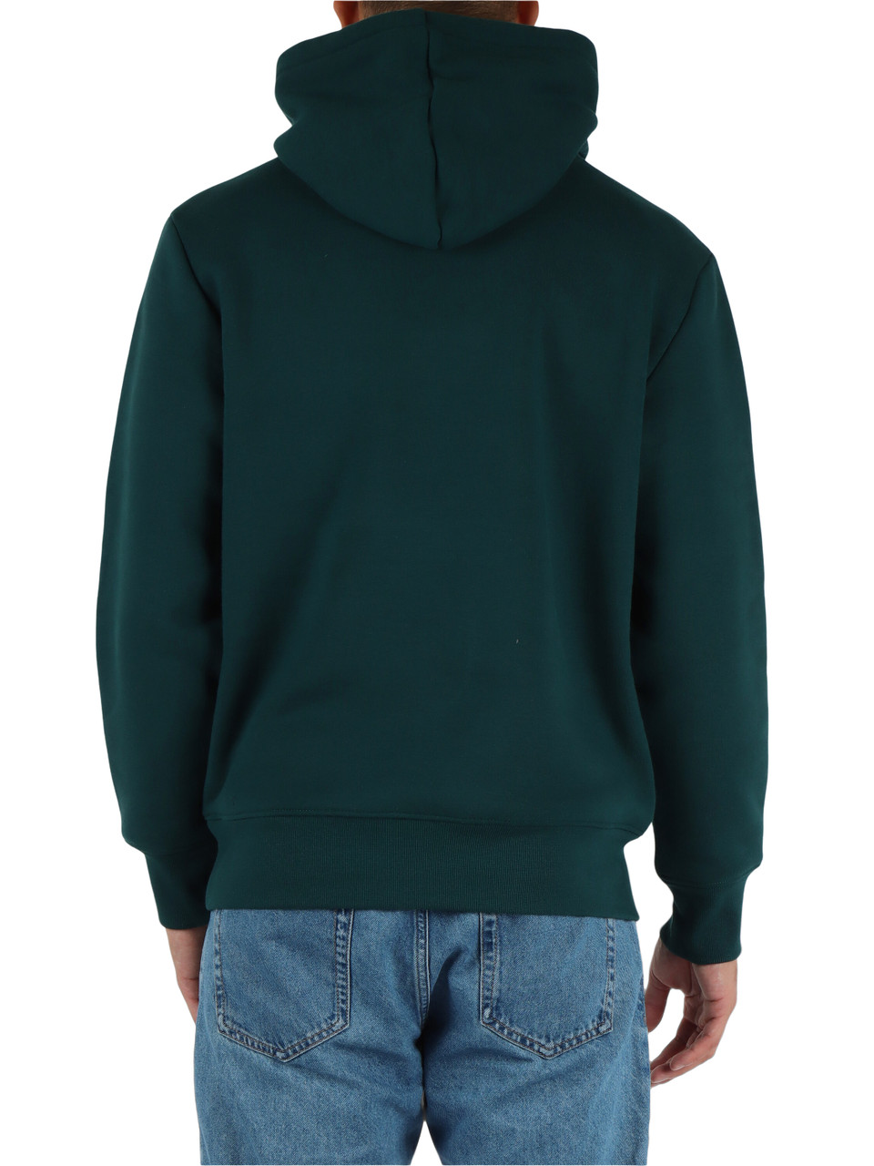 VERDE SCURO | Felpa in misto cotone con cappuccio e ricamo logo