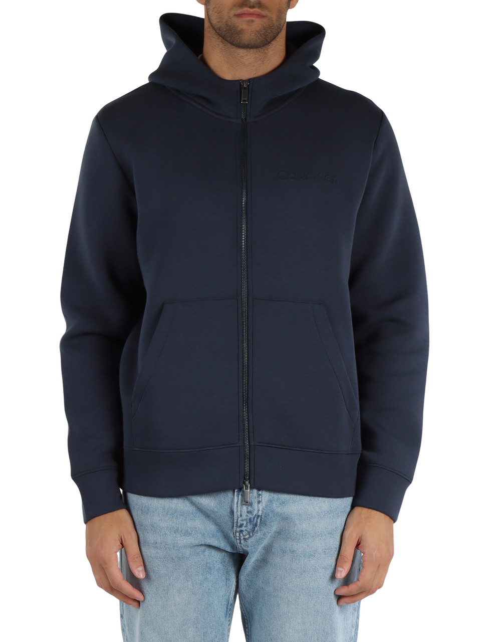 BLU | Felpa in misto cotone con cappuccio e zip