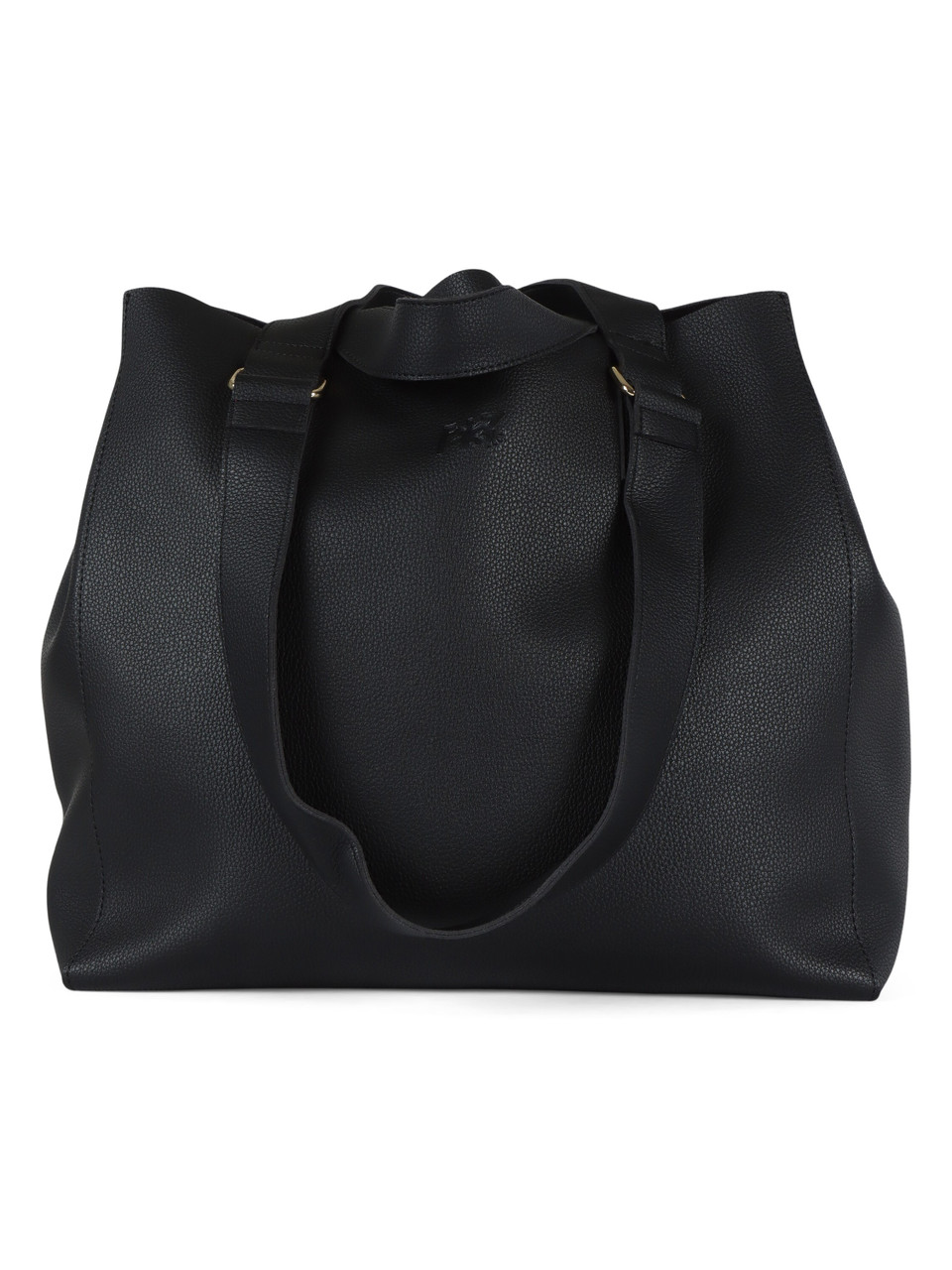 NERO | Borsa shopping effetto martellato con maxi pochette interna