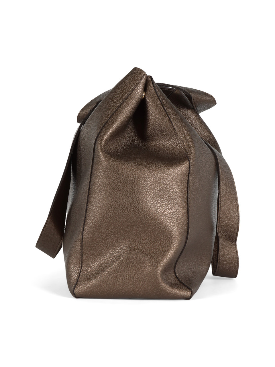 BRONZO | Borsa shopping effetto martellato con maxi pochette interna