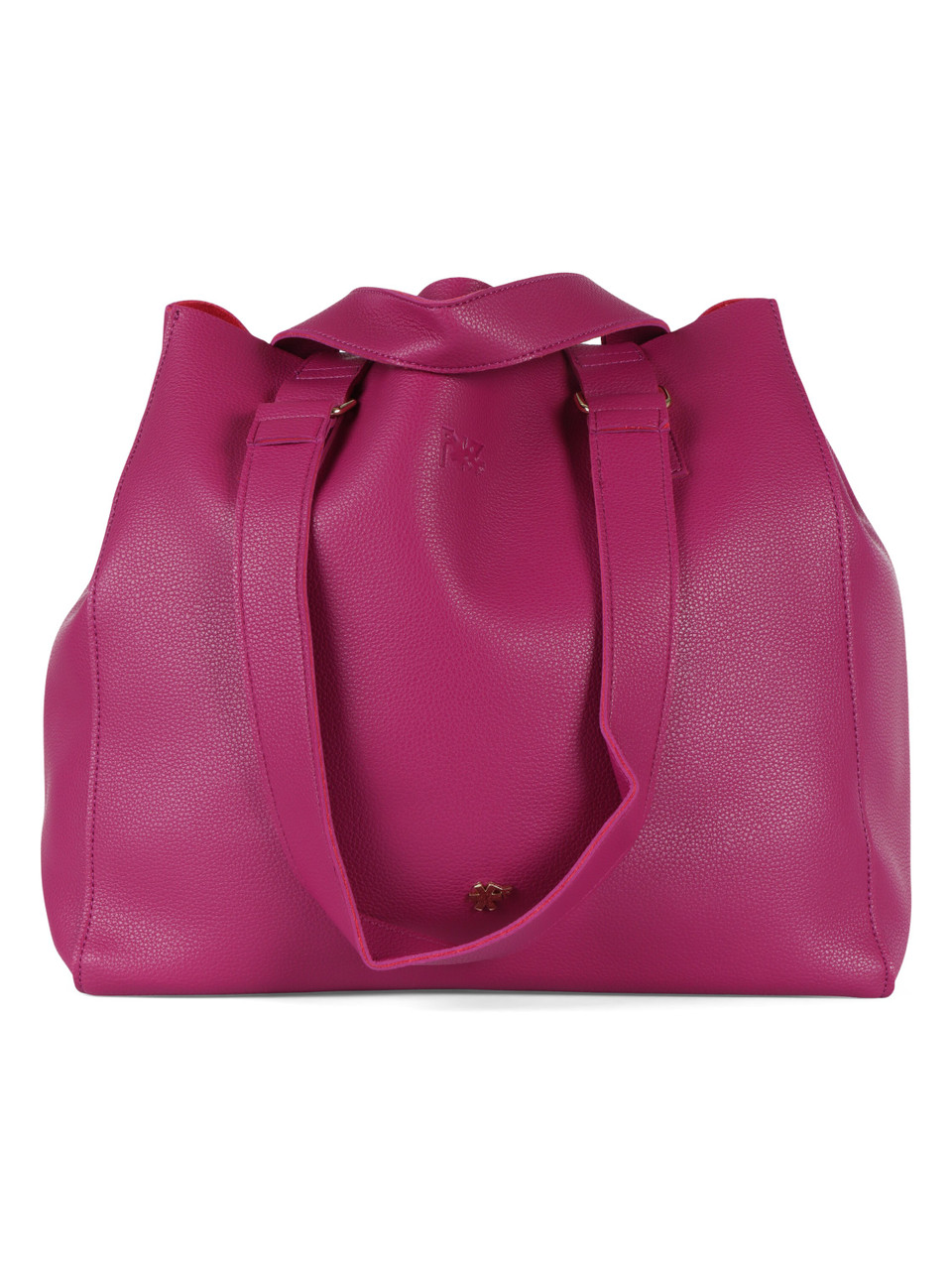 VIOLA | Borsa shopping effetto martellato con maxi pochette interna