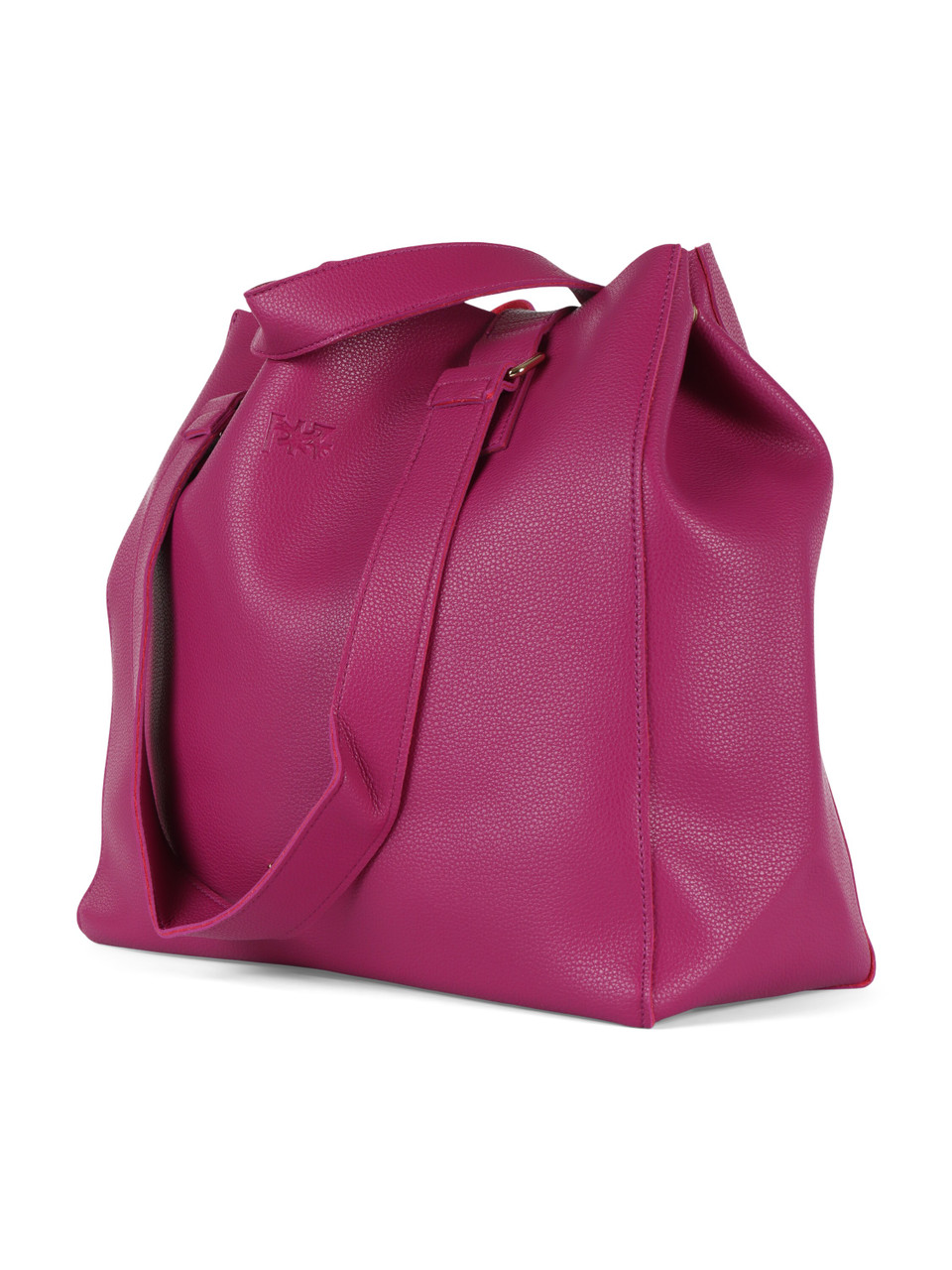VIOLA | Borsa shopping effetto martellato con maxi pochette interna