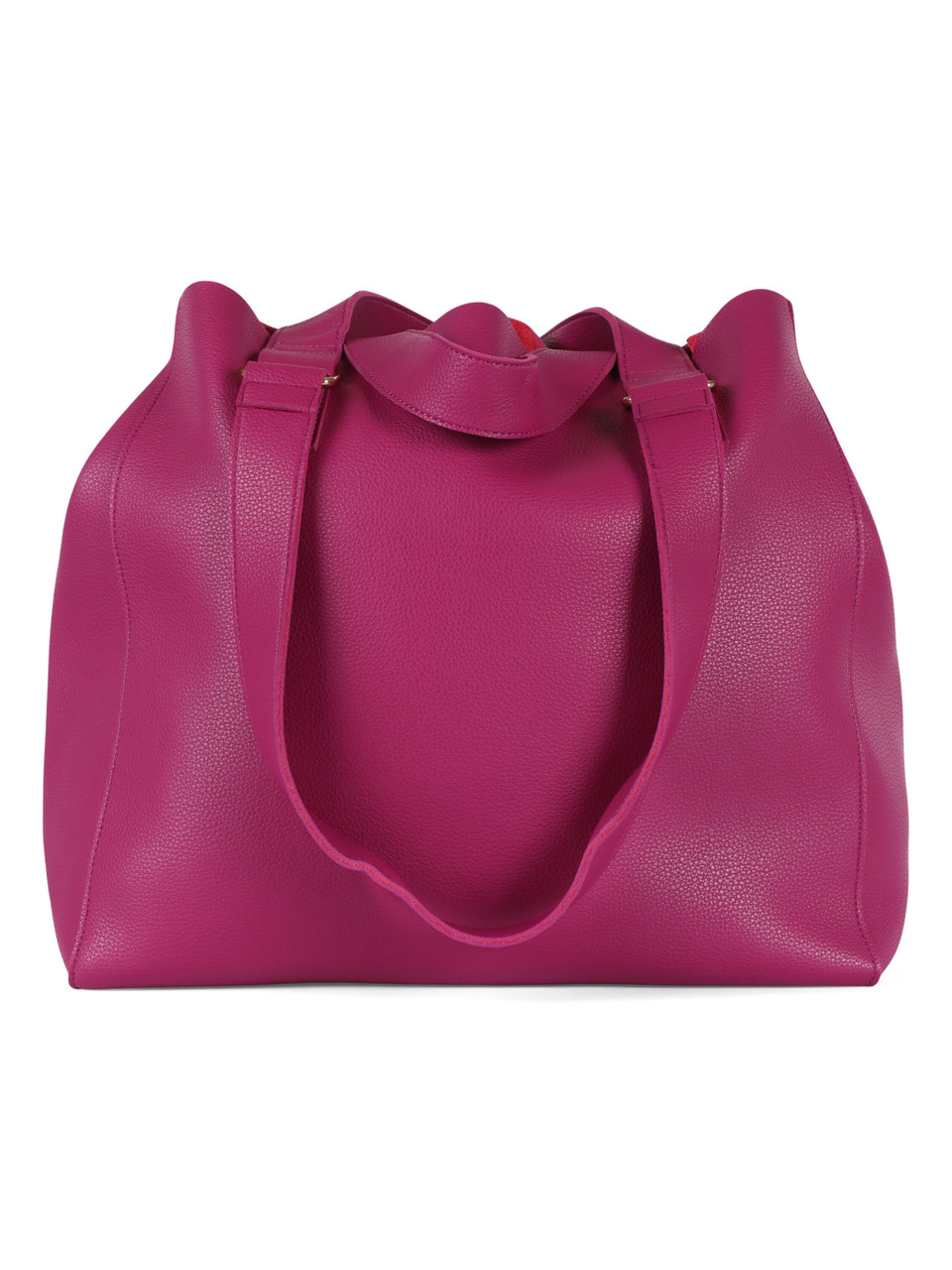 VIOLA | Borsa shopping effetto martellato con maxi pochette interna
