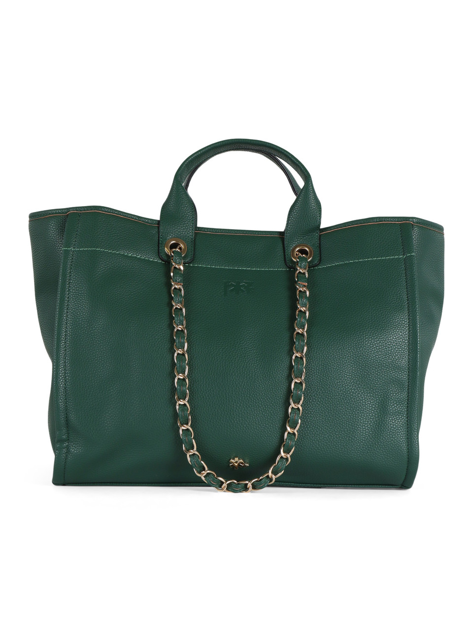 VERDE | Borsa a mano effetto martellato con logo impresso