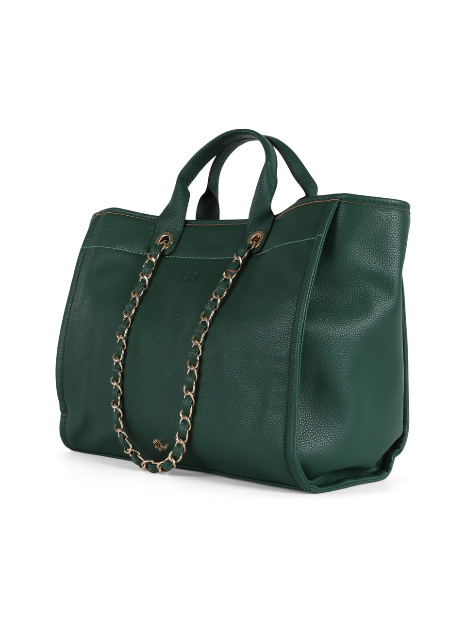 VERDE | Borsa a mano effetto martellato con logo impresso