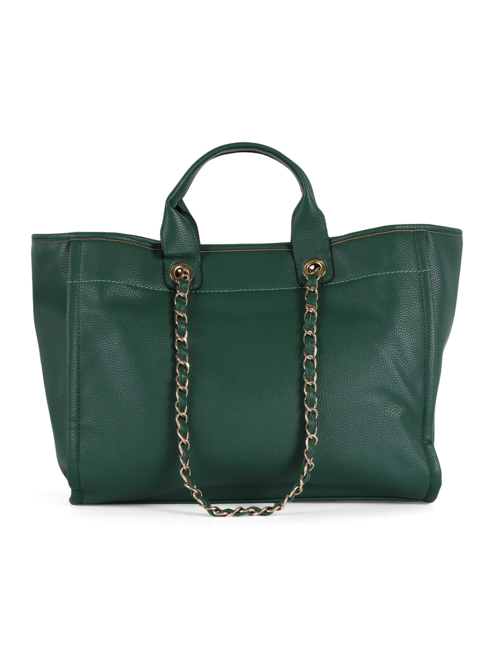 VERDE | Borsa a mano effetto martellato con logo impresso