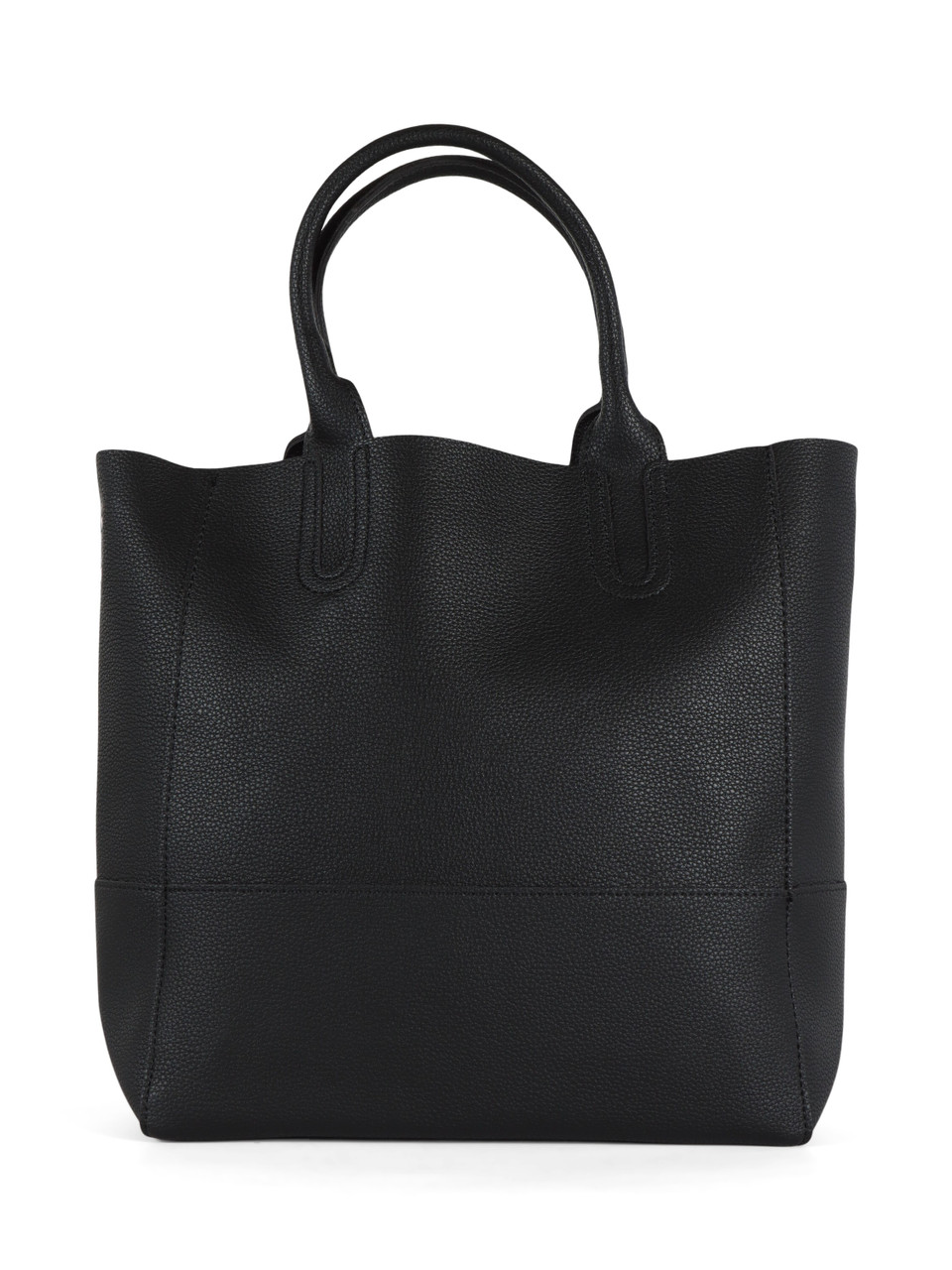 NERO | Borsa effetto martellato con maxi pochette interna