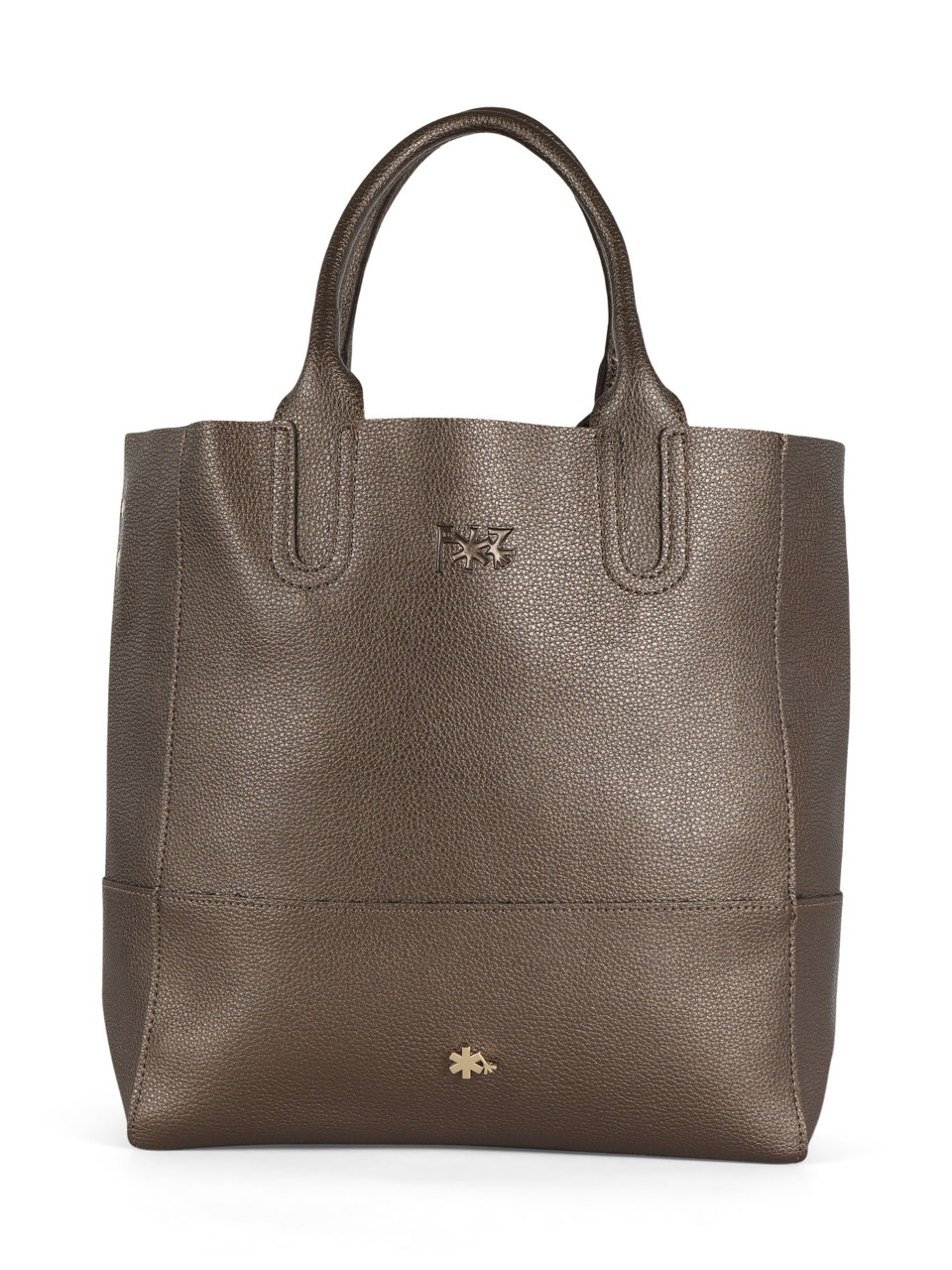 BRONZO | Borsa effetto martellato con maxi pochette interna