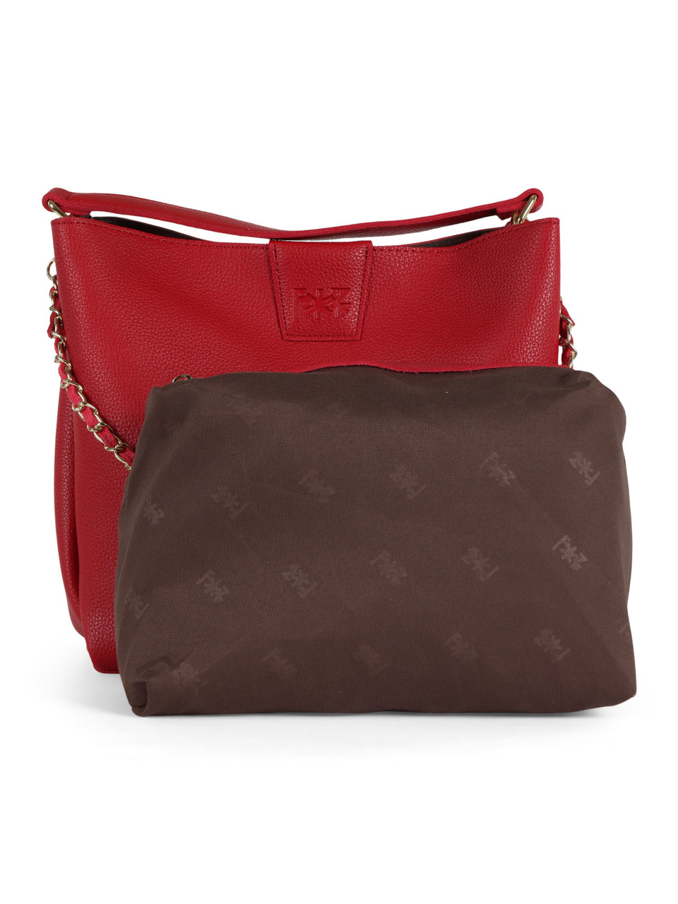 ROSSO | Borsa a mano effetto martellato con logo impresso