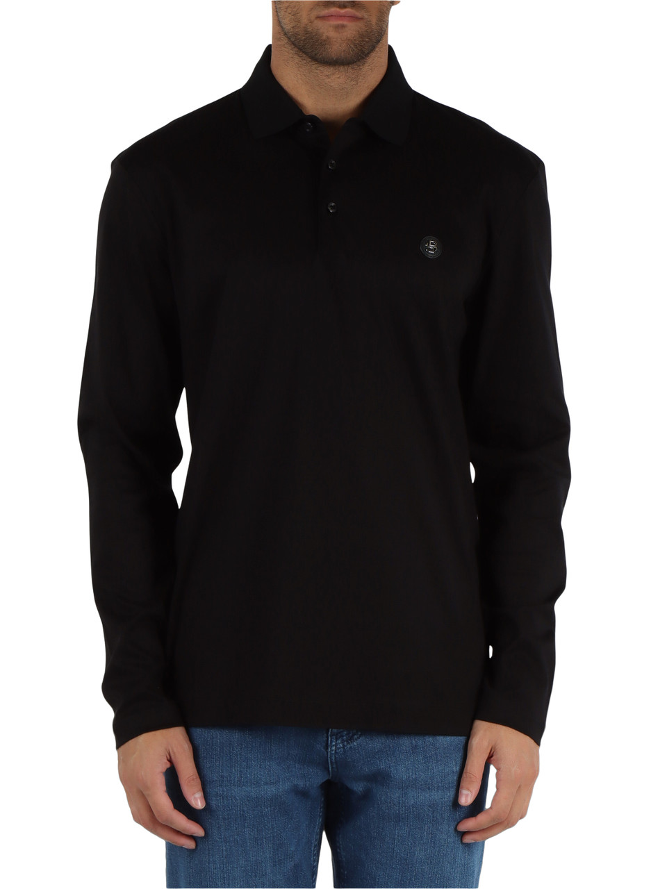 NERO | Polo in cotone mercerizzato con patch logo frontale