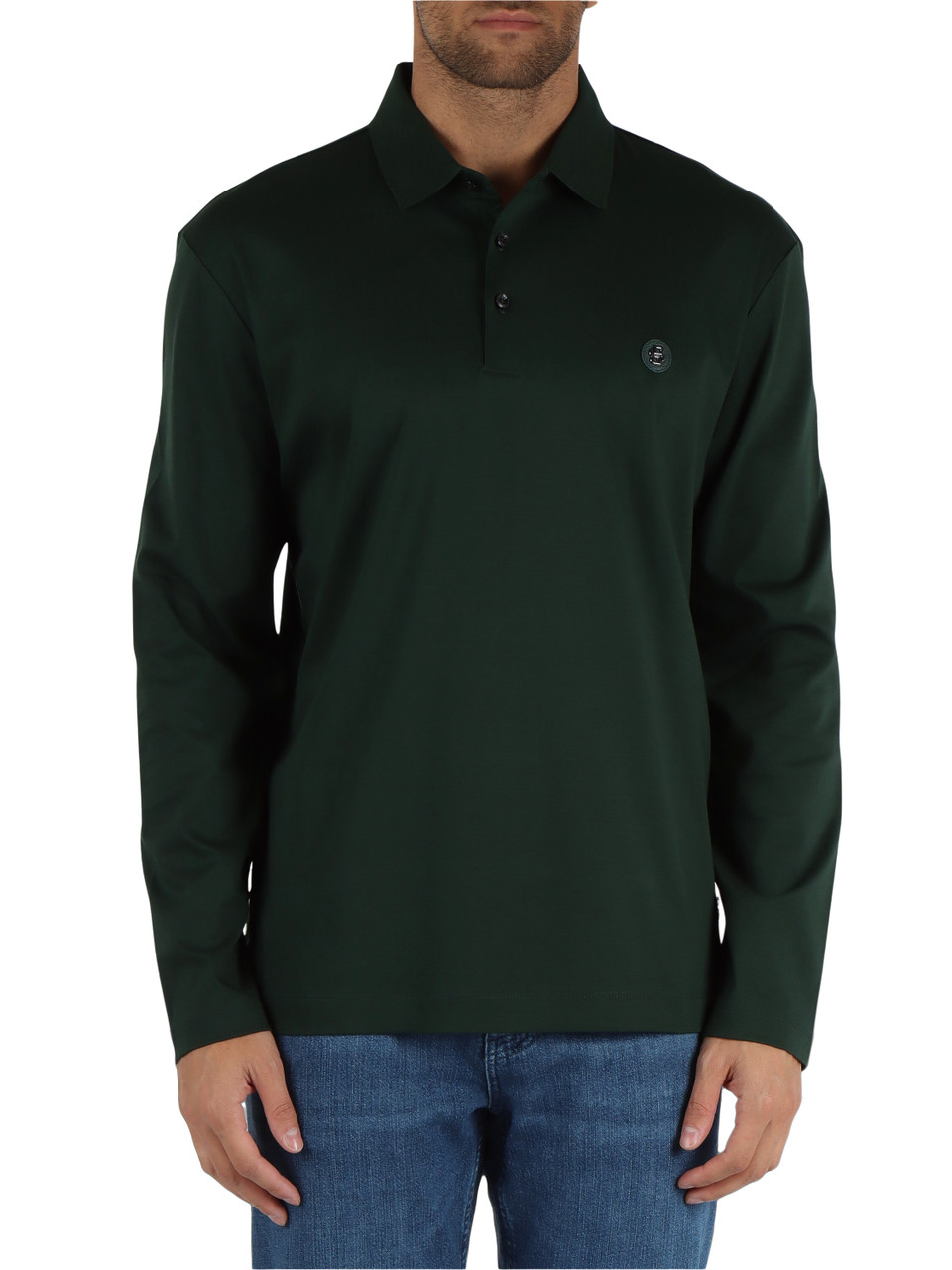 VERDE SCURO | Polo in cotone mercerizzato con patch logo frontale