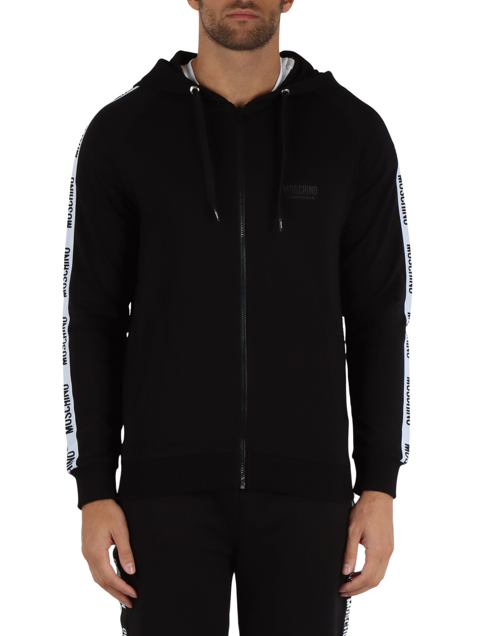 NERO | Felpa in cotone con zip e cappuccio