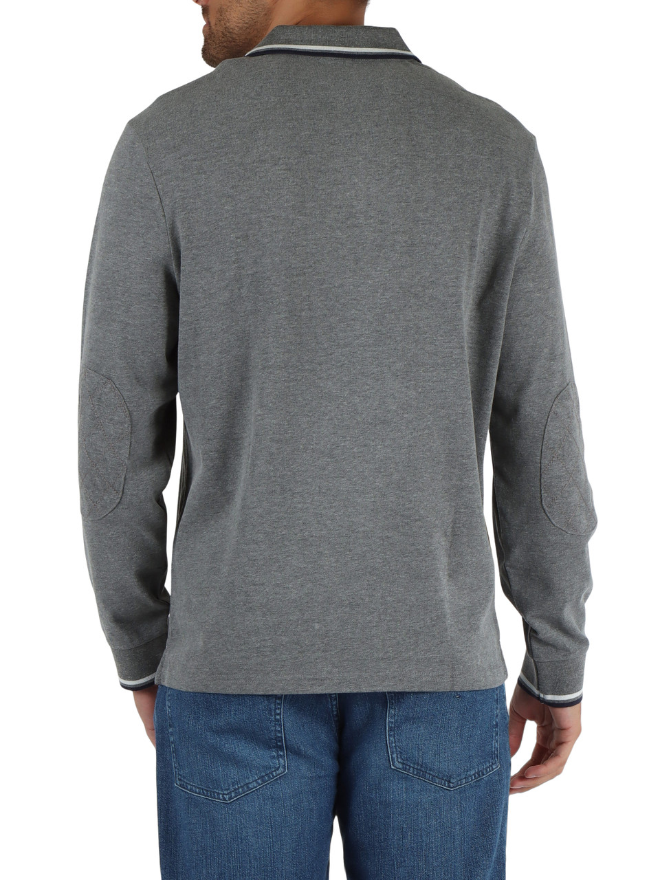 GRIGIO | Polo maniche lunghe in cotone con patch logo frontale