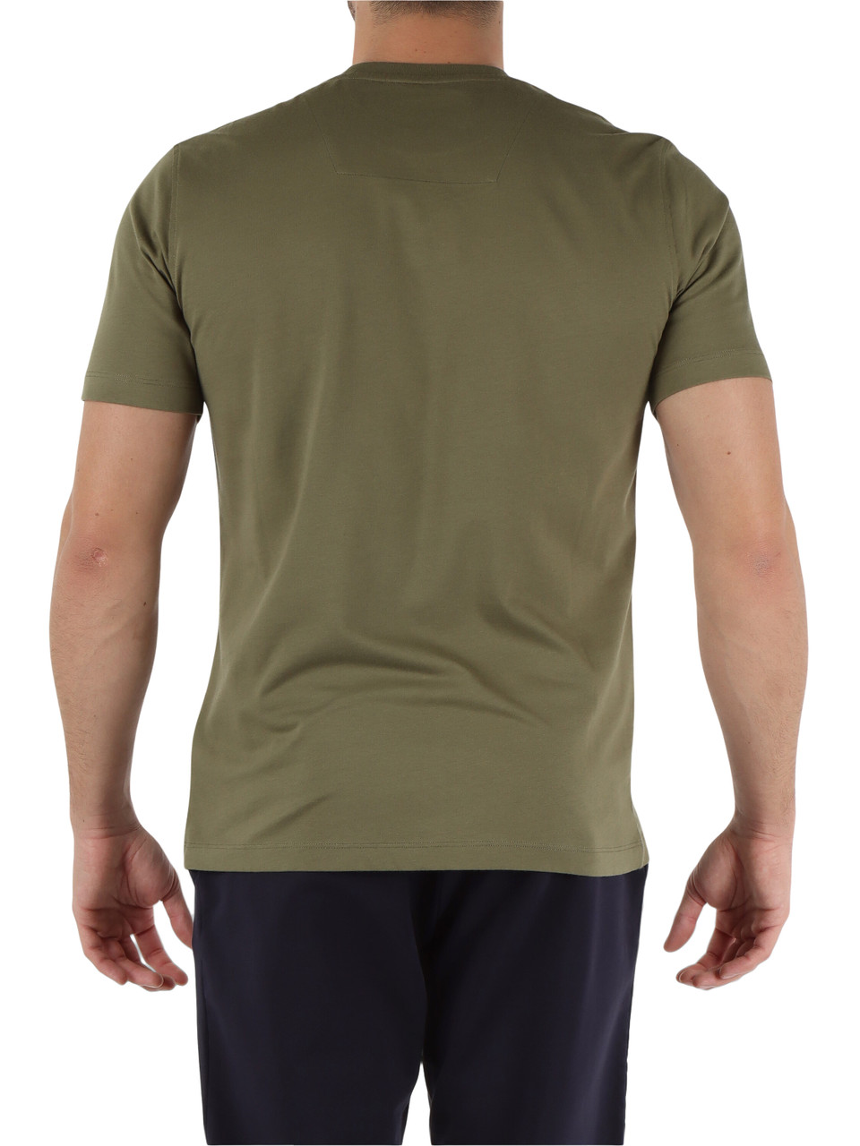 VERDE MILITARE | T-shirt in cotone con ricamo logo frontale