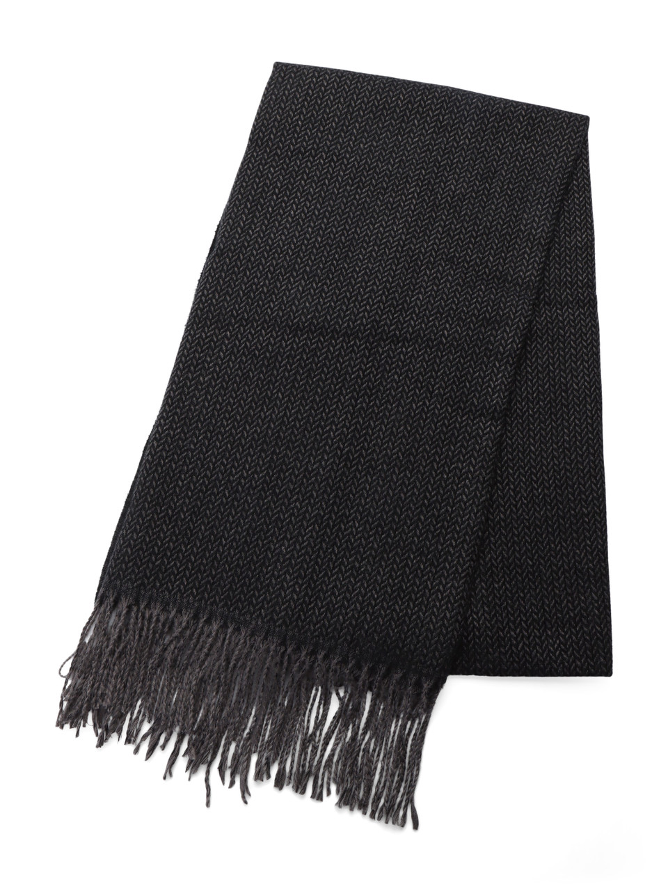 GRIGIO SCURO | Sciarpa in maglia con frange